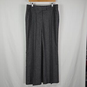Worthington Modern Fit Wide Leg Plaid Pants Gray Black Check Stretch Sz 12